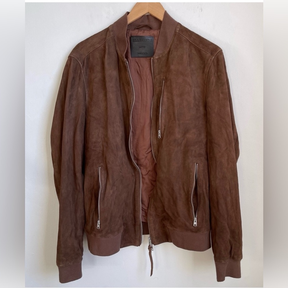 AllSaints Kemble Suede Bomber Jacket Size L